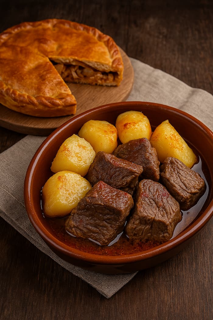 Carne o caldeiro y empanada
